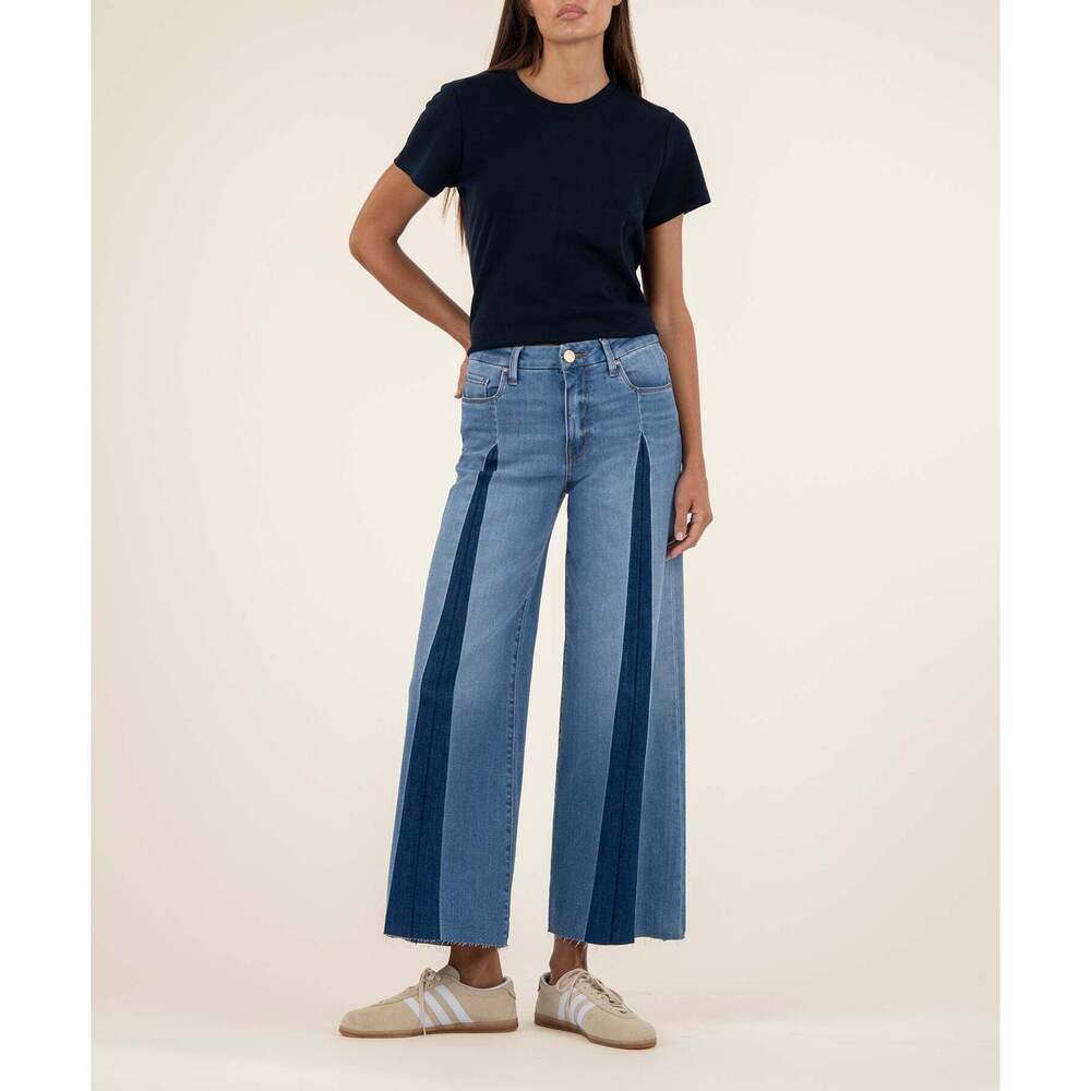 Kut from the Kloth Meg High Rise Wide Leg Size 88 / Holy W/Dk Base Wash